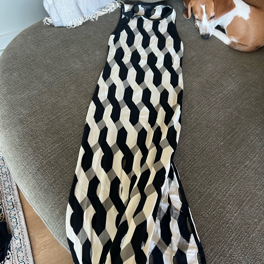Rag & Bone Black and Cream dress with slit